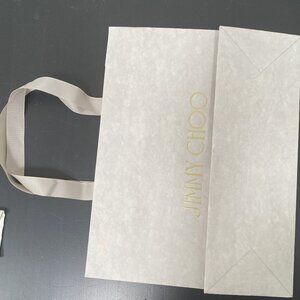 JIMMY CHOO bag light gray and gold letters